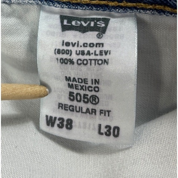 Levis 505 Regular Fit Mens Jeans Vintage W38 L30 Light Wash Blue Denim Pants - Picture 6 of 11